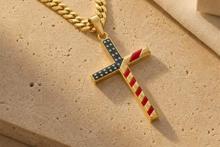 American Flag Cross Pendant lifestyle