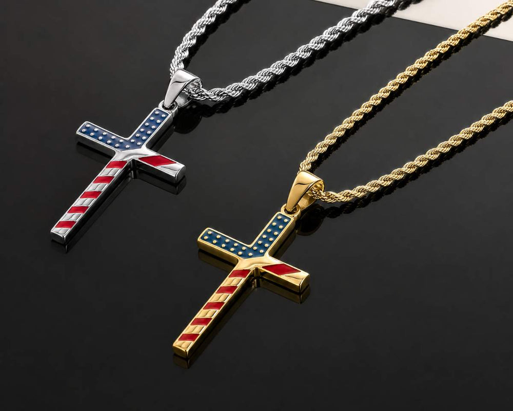 American Flag Cross Pendant
