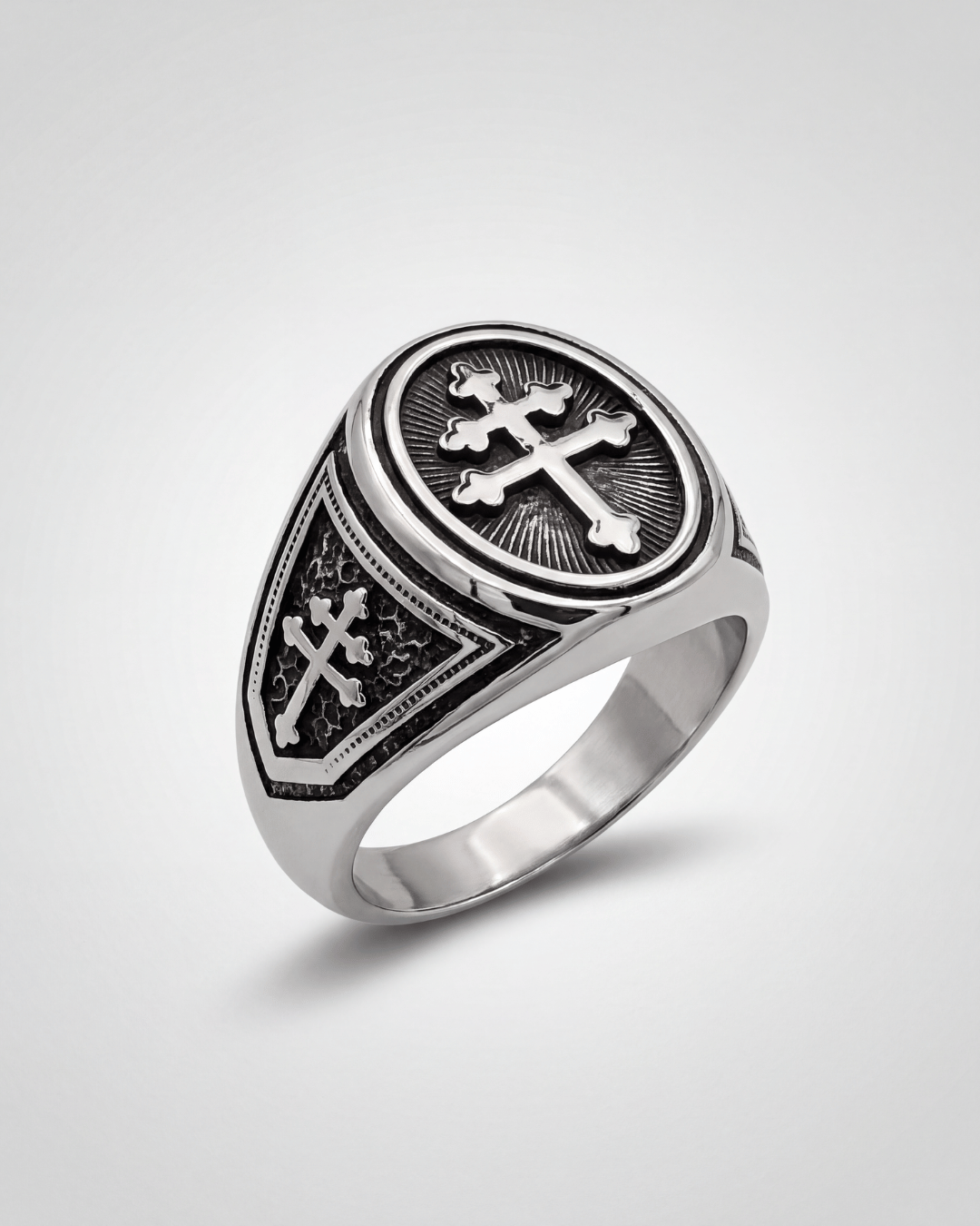 Silver Byzantine Cross Signet Ring