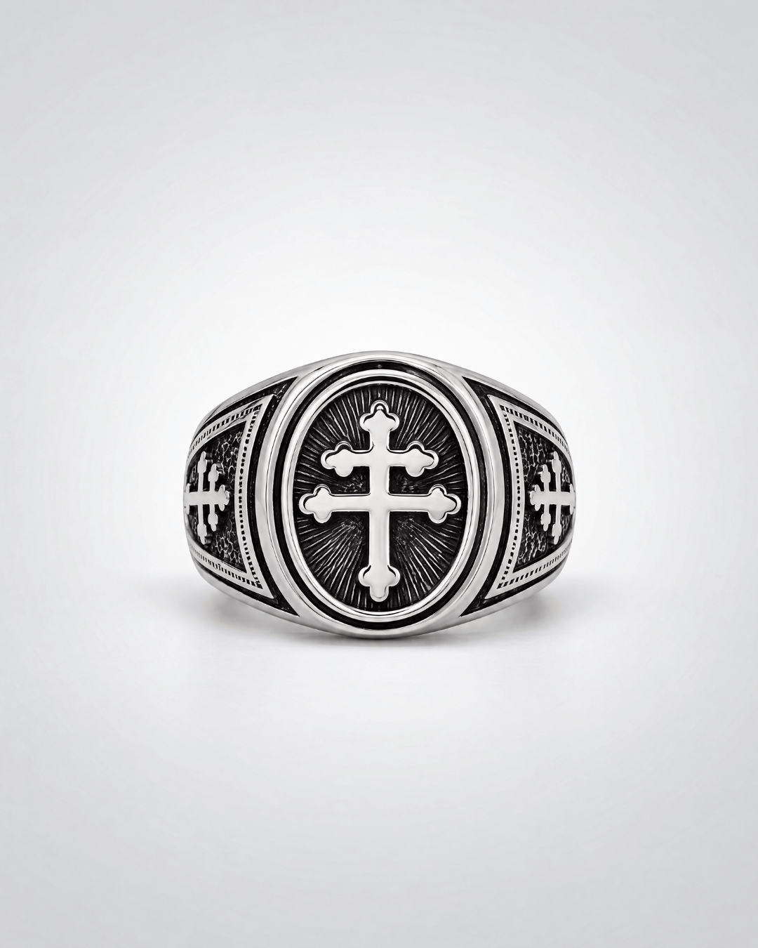 Silver Byzantine Cross Signet Ring