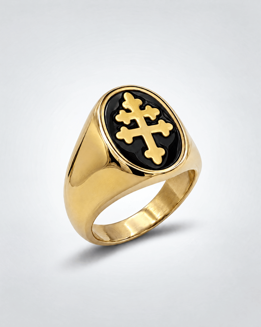 Gold Constantine Cross Signet Ring