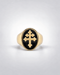 Gold Constantine Cross Signet Ring