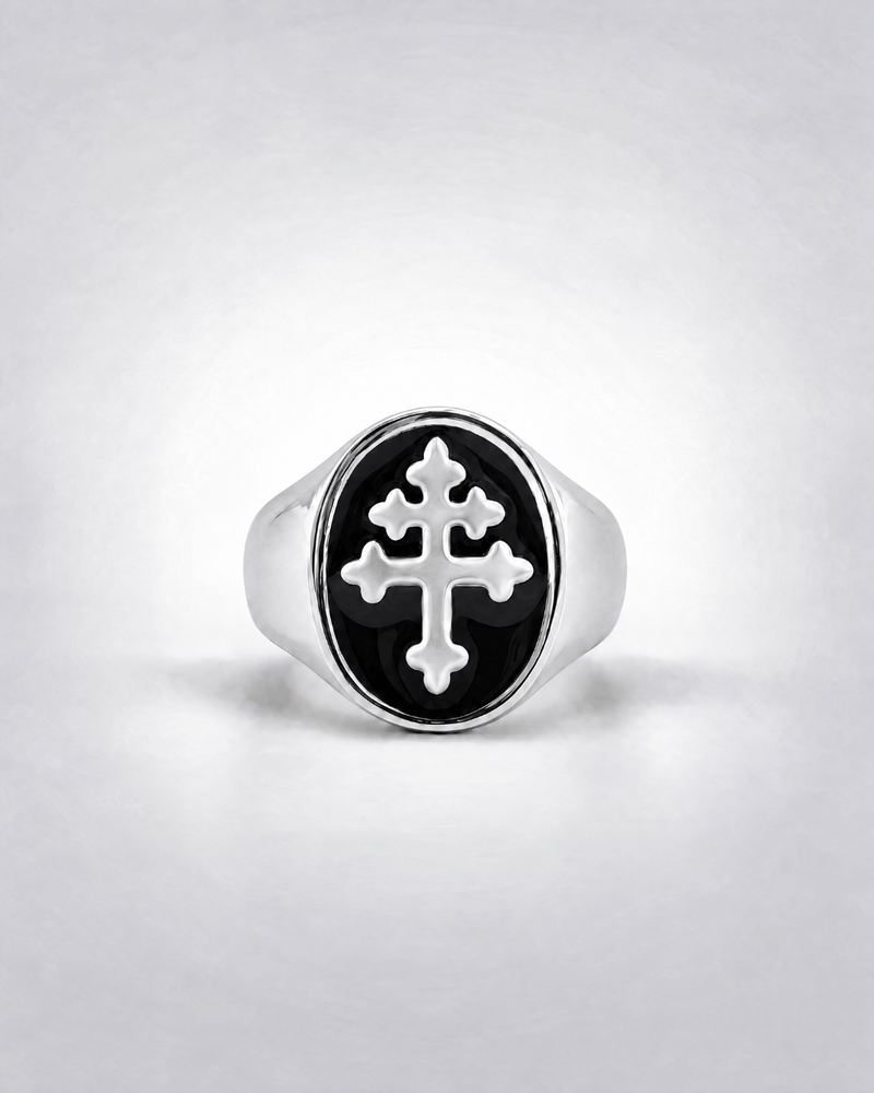 Silver Constantine Cross Signet Ring
