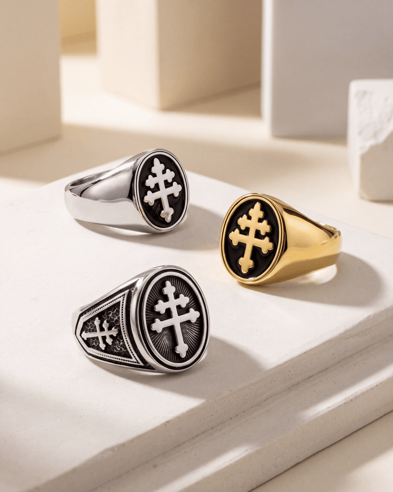 Silver Byzantine Cross Signet Ring